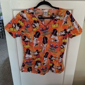 Halloween Disney Mickey and Minnie Scrub Top